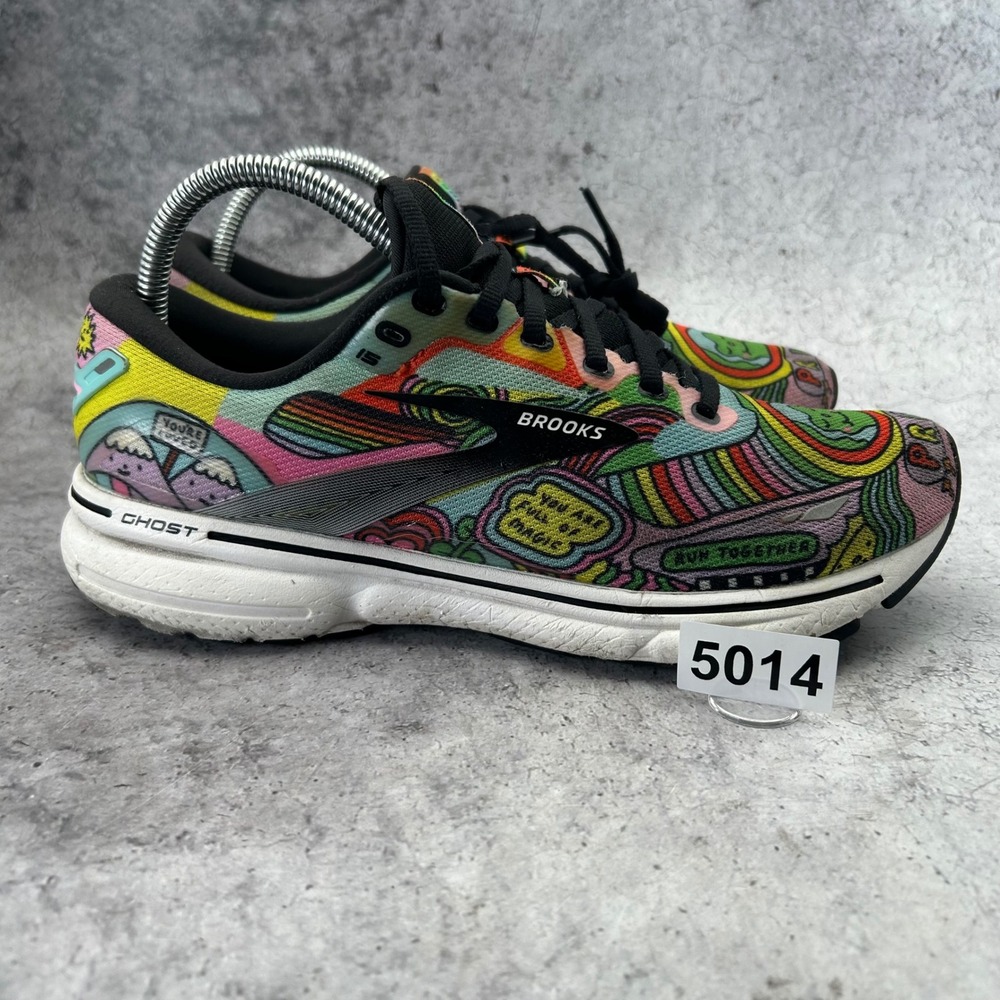 Brooks Ghost 15 Running Shoes Mens 7.5 Multicolor Wednesday Holmes Pride Edition